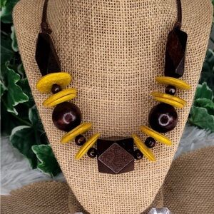 Brown and Yellow Geometric Necklace